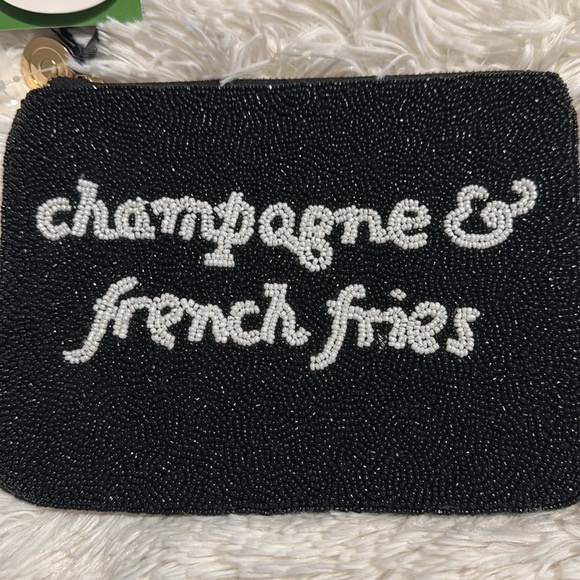 Kate Spade New York x Target Champagne and French Fries Black Beaded Clutch - Picture 5 of 11